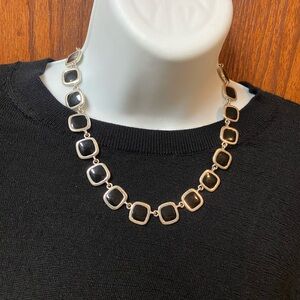 Black and Silver Cream and Silver Reversible Necklace